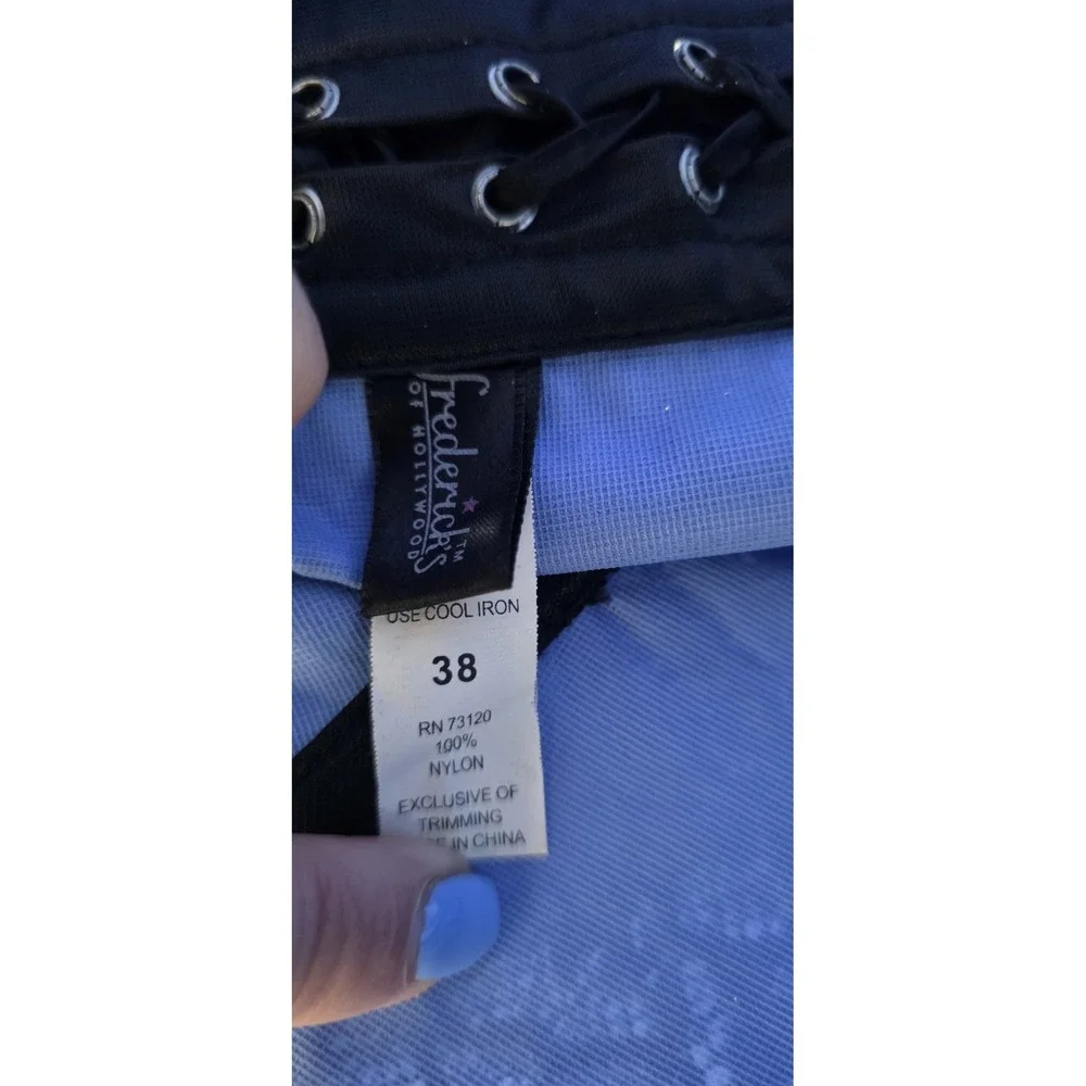 Fredericks Of Hollywood Corset Sz 38 Blue Lace Up Halter Bustier Sexy Lingerie